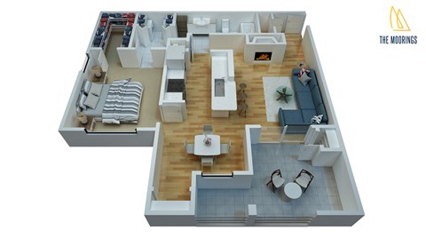 1 bedroom 1 bathroom floor plan B at The Moorings, Texas, 77573